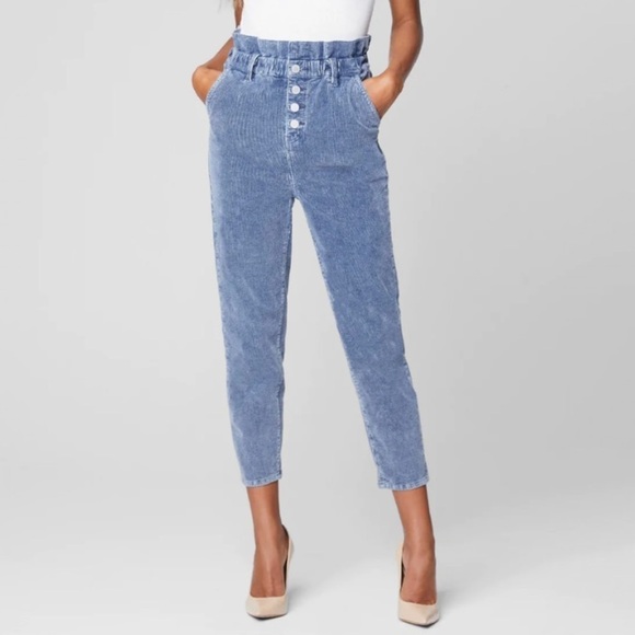 NWT Blank NYC Nowhere To Be Paperbag Waist Corduroy Straight Leg Pants - Picture 4 of 9